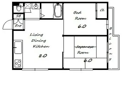 神谷マンション(2LDK/3階)の間取り写真