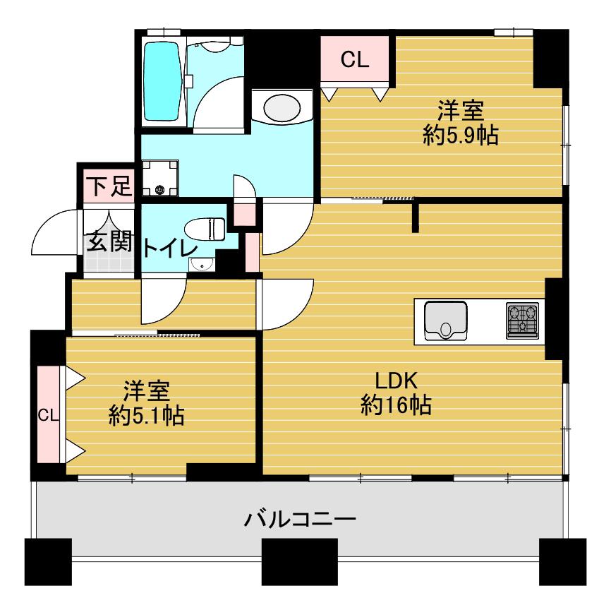 パルシオ広尾(2LDK/2階)の間取り写真