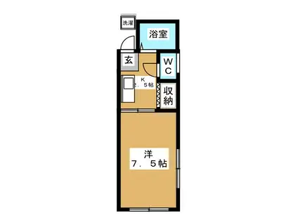 サンプラス1(1K/1階)の間取り写真