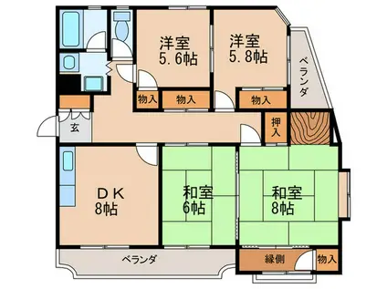 キャッスルサンセブン(4DK/2階)の間取り写真