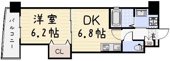 サンシャイン真鶴リバーサイド(1DK/6階)の間取り写真