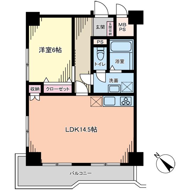 朝日千駄木マンション(1LDK/2階)の間取り写真