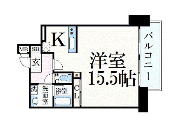 インペリアル新神戸(1K/9階)の間取り写真