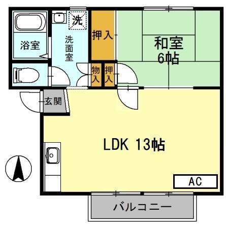 レジデンスボナールII(1LDK/2階)の間取り写真