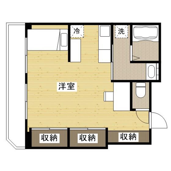 沖村ビル(ワンルーム/3階)の間取り写真
