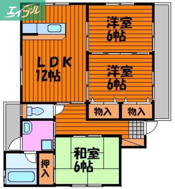 フラワーハイツV(3LDK/2階)の間取り写真