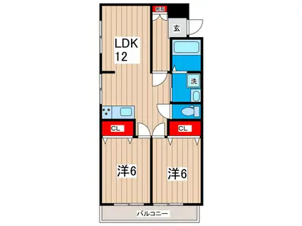 黒沢マンション(2LDK/2階)の間取り写真