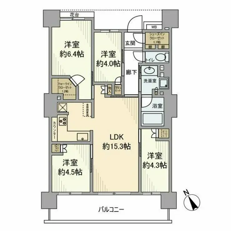パークタワー王子リバーグレイス 12階階 間取り