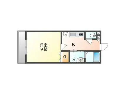 アーバンテラス東岡山II(1K/2階)の間取り写真