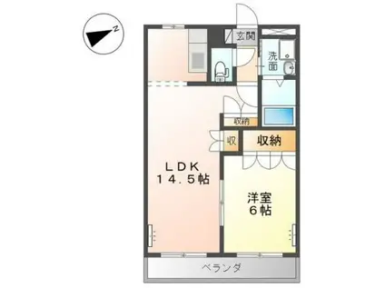 ルミナス玉島(1LDK/2階)の間取り写真