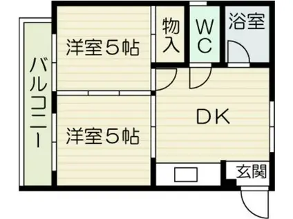 コンフィヴィラ(2DK/2階)の間取り写真