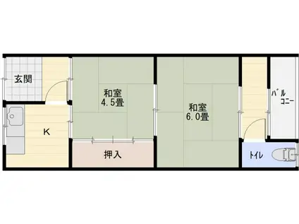 大県1丁目文化(2K/2階)の間取り写真