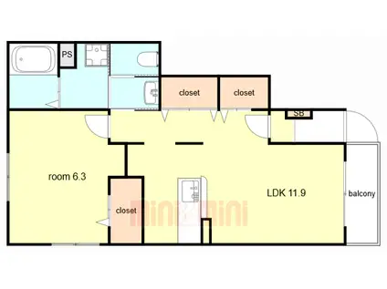 ネーベルベルク参番館(1LDK/1階)の間取り写真