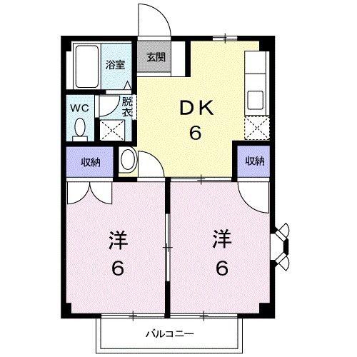 SUNNYコア・C(2DK/2階)の間取り写真