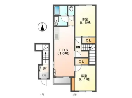 ルミエール(2LDK/2階)の間取り写真