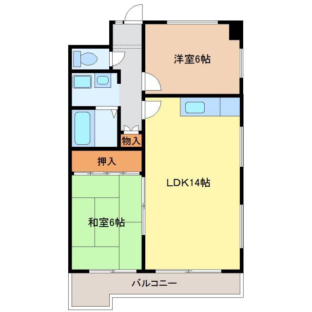 アイリス勢子坊(2LDK/2階)の間取り写真