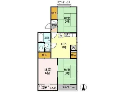 レジデンスT・H II号館(3DK/1階)の間取り写真