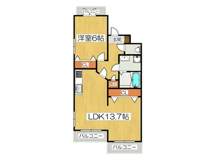 グランバード西野II(1LDK/2階)の間取り写真