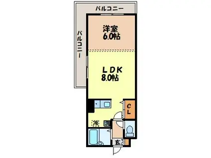クオーレ中川(1DK/2階)の間取り写真