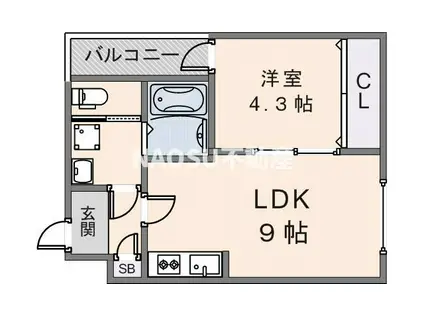H-MAISON東花園(1LDK/1階)の間取り写真