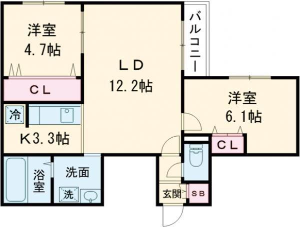 WELL BRIGHT東雲 RESIDENCE(2LDK/5階)の間取り写真