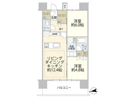 アトラス日暮里イーストレジデンス(2LDK/3階)の間取り写真