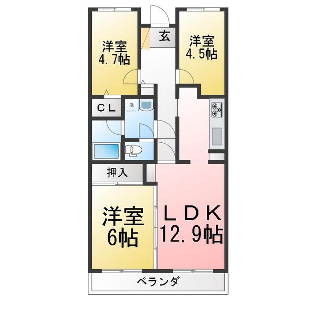 フォレストヒル緑園(3LDK/3階)の間取り写真