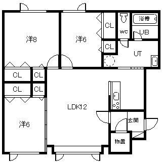 ポラリスI(3LDK/1階)の間取り写真