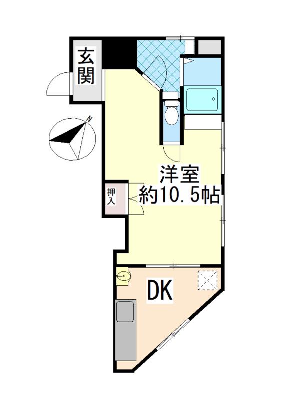 稗原マンション(1DK/4階)の間取り写真