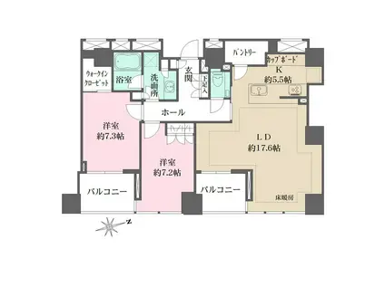 クラッシィタワー新宿御苑(2LDK/30階)の間取り写真