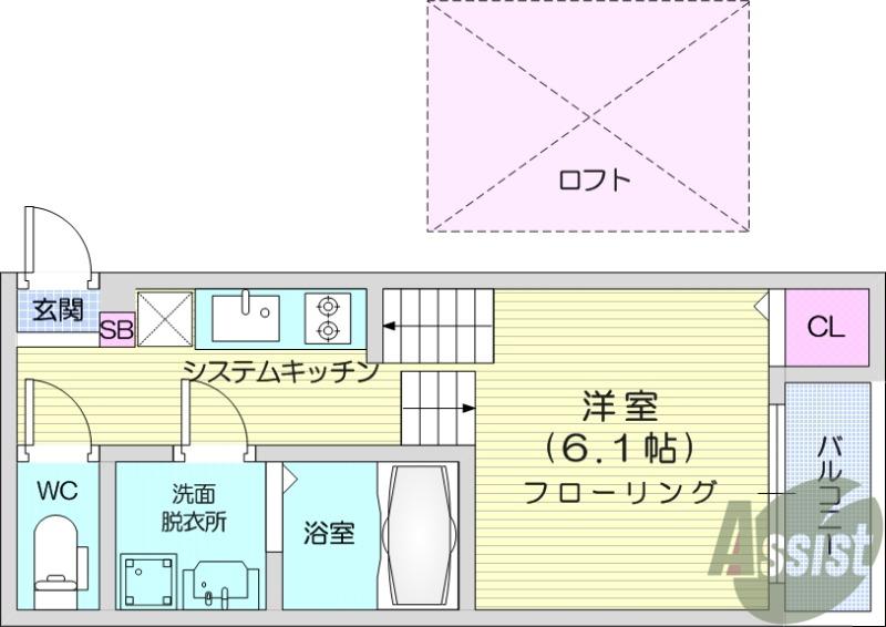 ART Ⅱ(1K/1階)の間取り写真