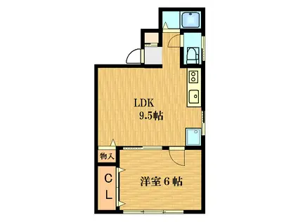 沖川ビル(1LDK/2階)の間取り写真