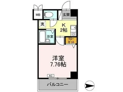 ラフィネ高峯(1K/2階)の間取り写真