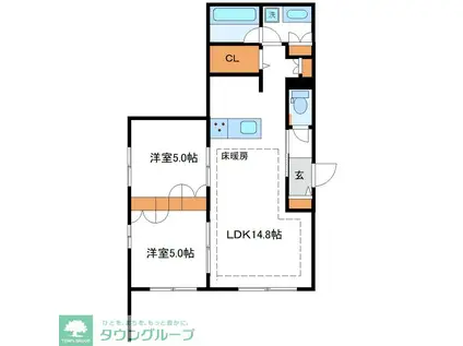 PREMIUM MAISON光(2LDK/1階)の間取り写真