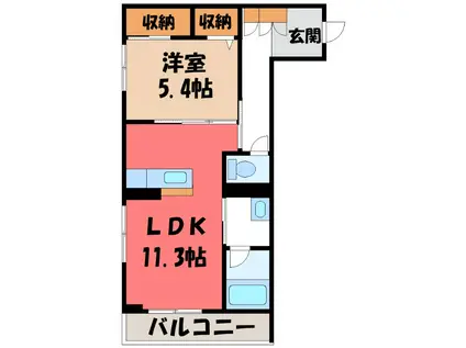 フォレストヴィラII(1LDK/1階)の間取り写真
