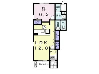 メリディオII(1LDK/1階)の間取り写真