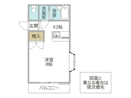 ラベンダーハイツ A棟(1K/1階)の間取り写真