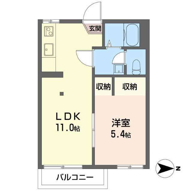 フレグランスコート佐野B(1LDK/1階)の間取り写真