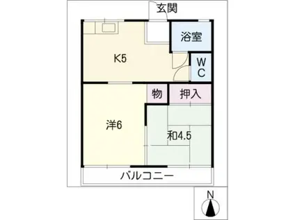 サニーハイツ服部(2K/2階)の間取り写真