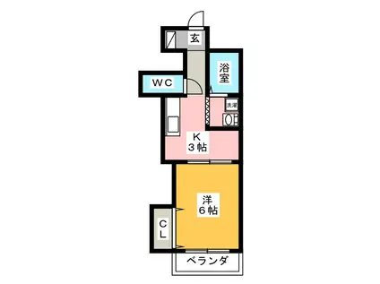 レジデンス創(1K/4階)の間取り写真