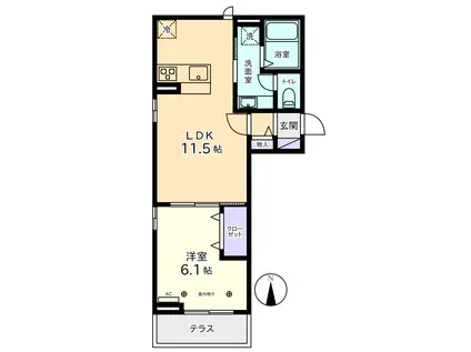 グランソレイユ(1LDK/3階)の間取り写真