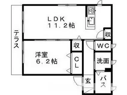 COZYPATIO S棟・N棟(1LDK/1階)の間取り写真