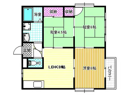 フェリスマンション1(3DK/2階)の間取り写真