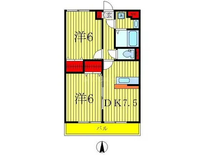 グランドュール(2DK/3階)の間取り写真