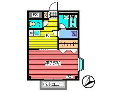 ハイム・アルテナ(1K/3階)の間取り写真