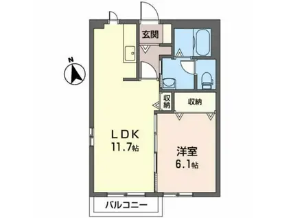 フェリーチェ川平(1LDK/2階)の間取り写真