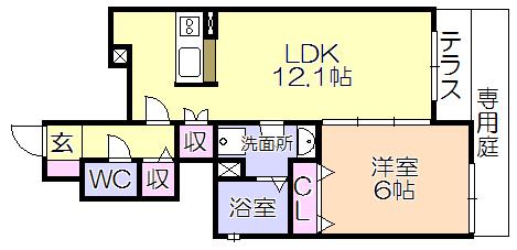 ZAIKI B.L.D.G(1LDK/1階)の間取り写真