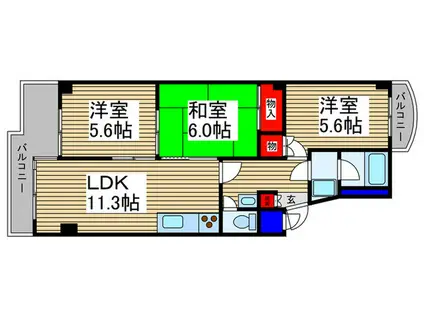 スカイマンション・藤(3LDK/5階)の間取り写真