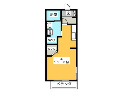 エクシール竪堀A(ワンルーム/2階)の間取り写真