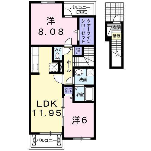 フォレスト・ヒル(2LDK/2階)の間取り写真